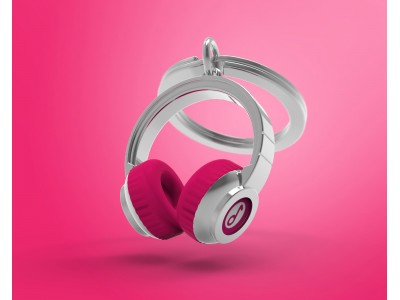 Portachiavi Cuffie Musicali Rosa 