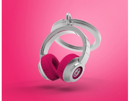 Portachiavi Cuffie Musicali Rosa 