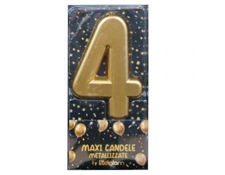 Maxi Candela Oro Metallizzata Numero 4 