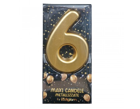 Maxi Candela Oro Metallizzata Numero 6 