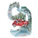 Biglietto Natale auto nella neve