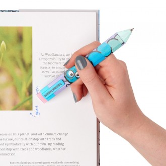 Segnalibro con penna e gomma + 2 refill